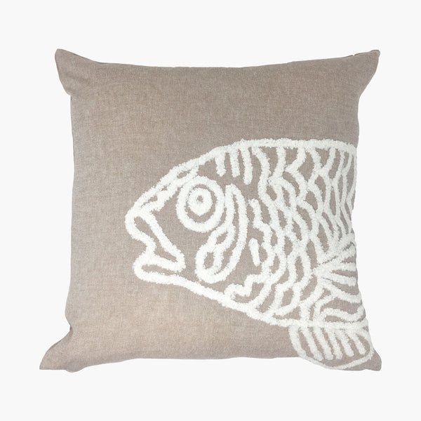 Natural White Fish 100% Cotton Cushion Cover | 43cm x 43cm