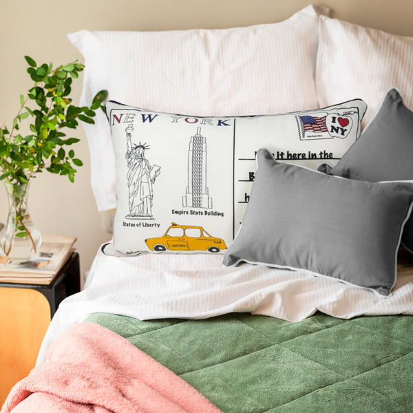 Postcard From New York Rectangle Cushion | 60cm x 40cm